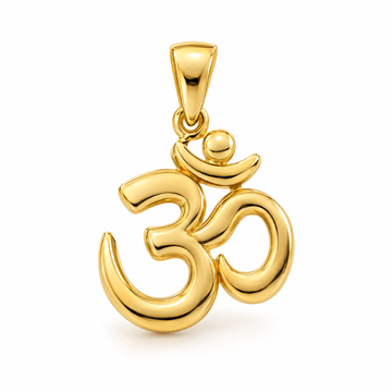 Om symbol mini pendant in yellow gold — AI-generated design rendering