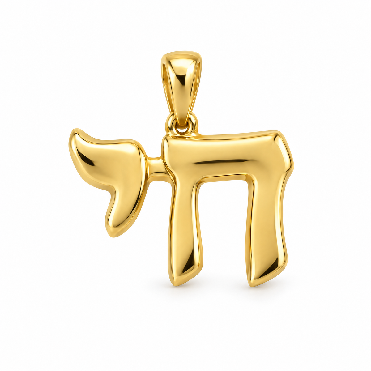 Chai symbol mini pendant in yellow gold — AI-generated design rendering