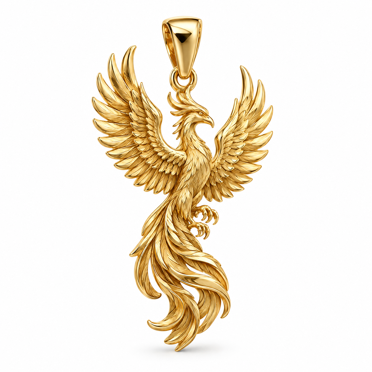 Phoenix mini pendant in yellow gold — AI-generated design rendering