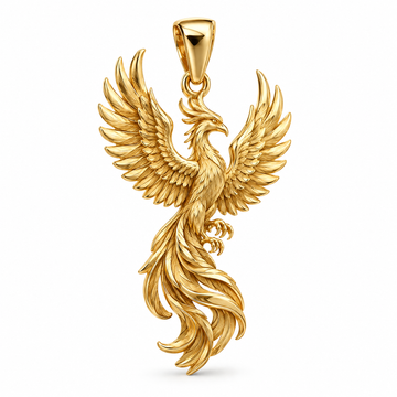 Phoenix mini pendant in yellow gold — AI-generated design rendering