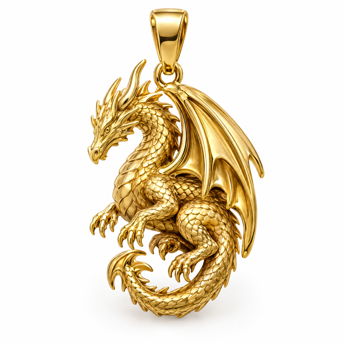 Dragon mini pendant in yellow gold — AI-generated design rendering