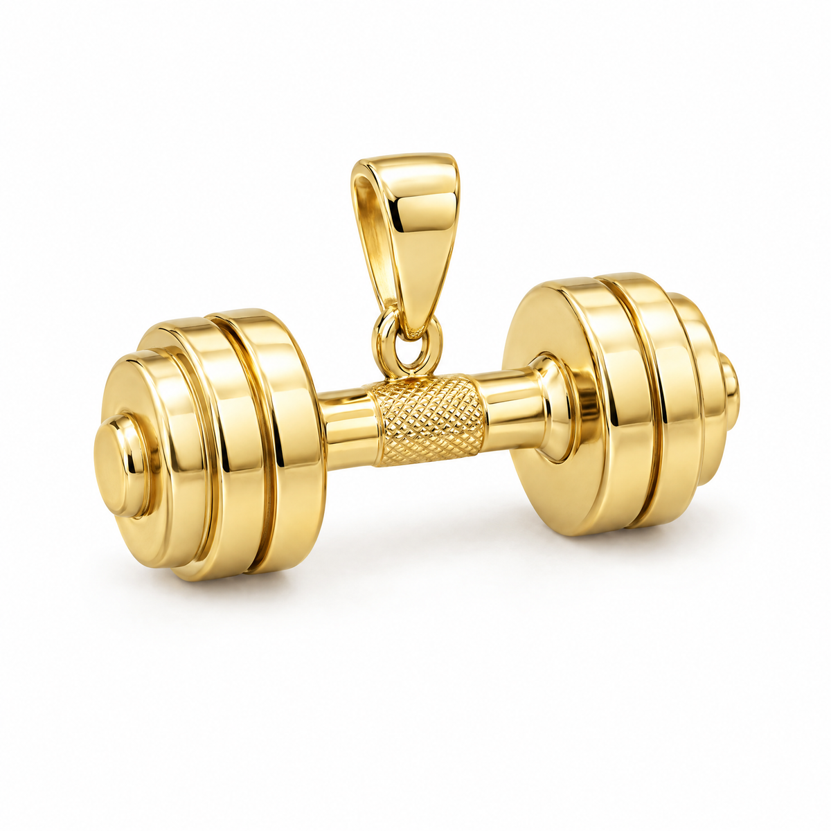 Dumbbell mini pendant in yellow gold — AI-generated design rendering