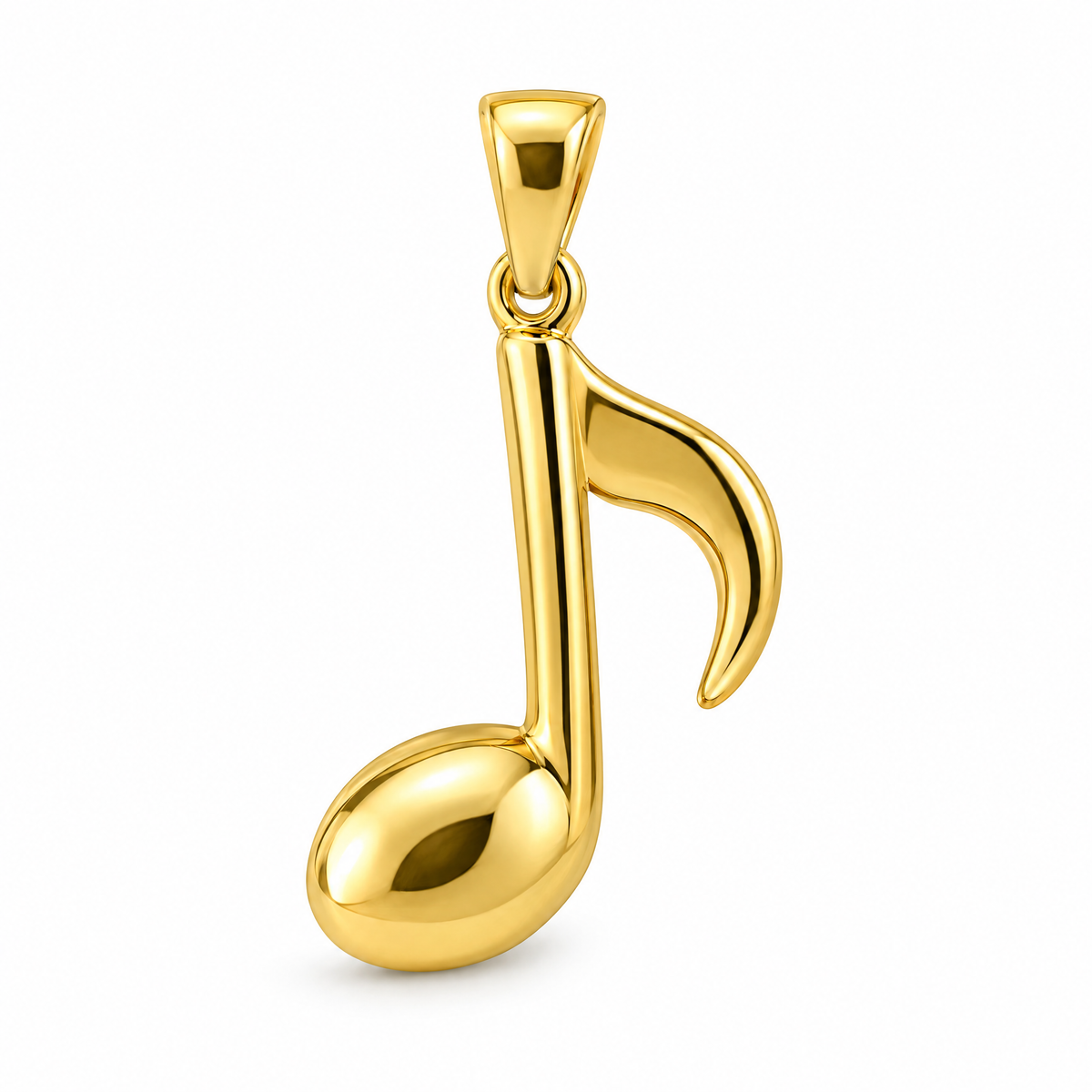 Music note mini pendant in yellow gold — AI-generated design rendering