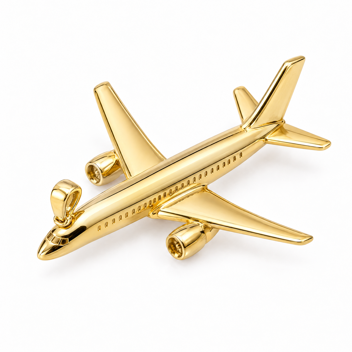 Airplane mini pendant in yellow gold — AI-generated design rendering