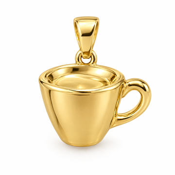 Coffee cup mini pendant in yellow gold — AI-generated design rendering