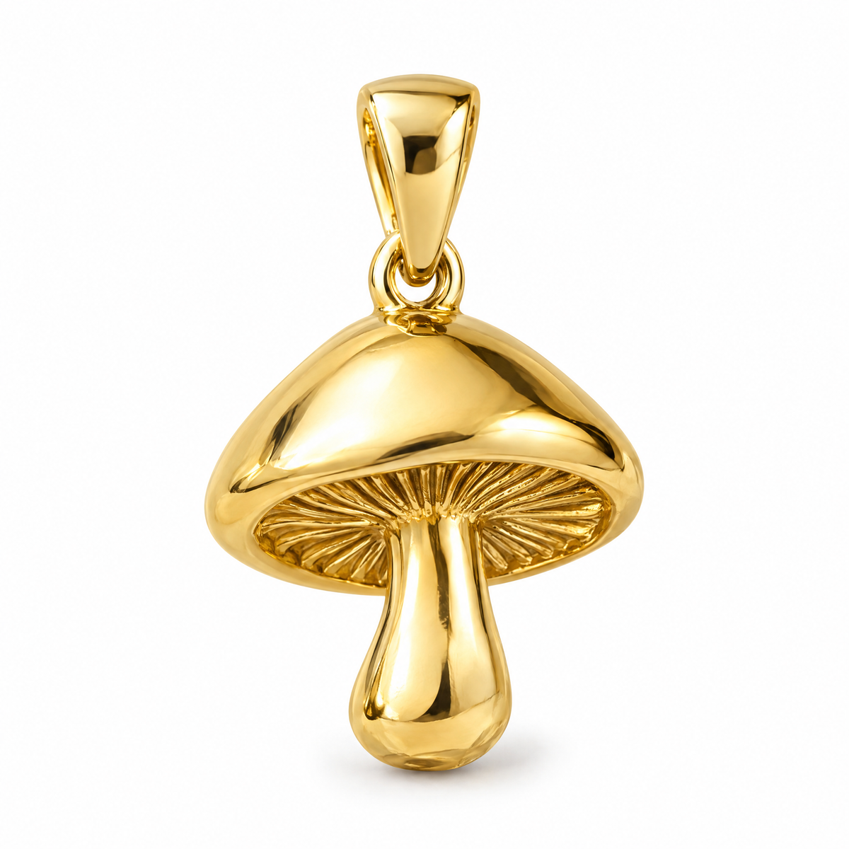 Mushroom mini pendant in yellow gold — AI-generated design rendering
