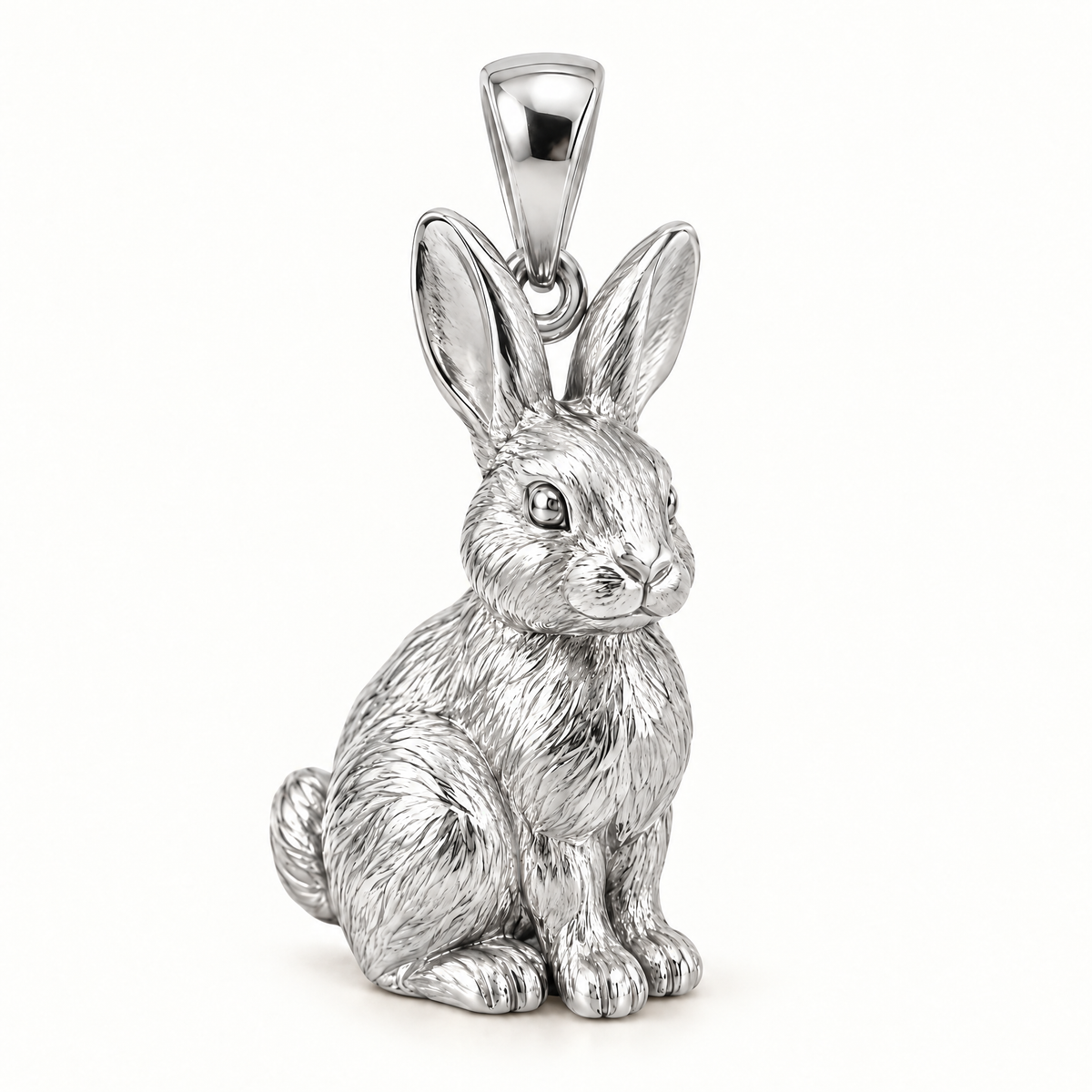 Rabbit sterling-silver pendant — AI-generated design rendering