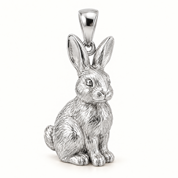 Rabbit sterling-silver pendant — AI-generated design rendering