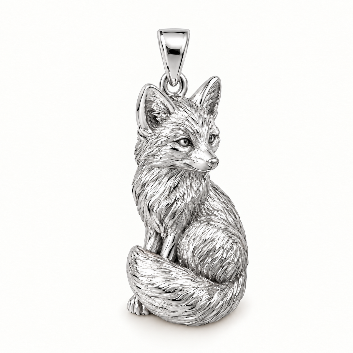 Fox sterling-silver pendant — AI-generated design rendering
