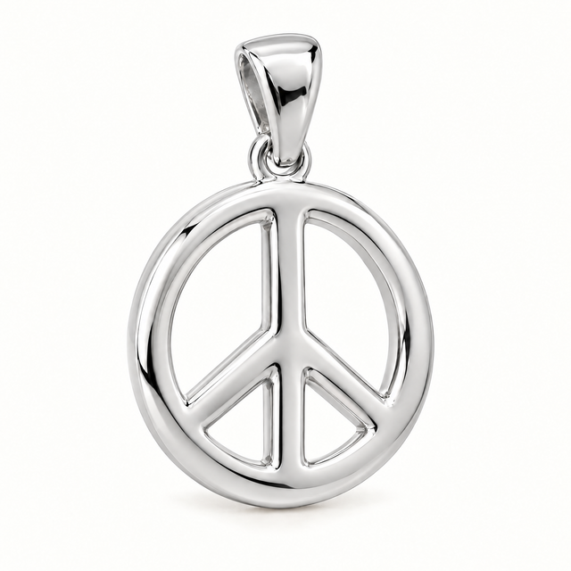 Peace sign sterling-silver pendant — AI-generated design rendering