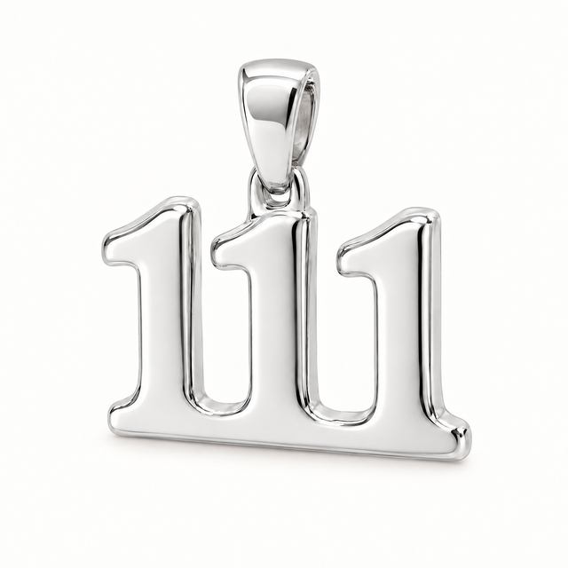 111 number sterling-silver pendant — AI-generated design rendering