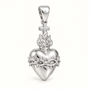 Sacred Heart sterling-silver pendant — AI-generated design rendering