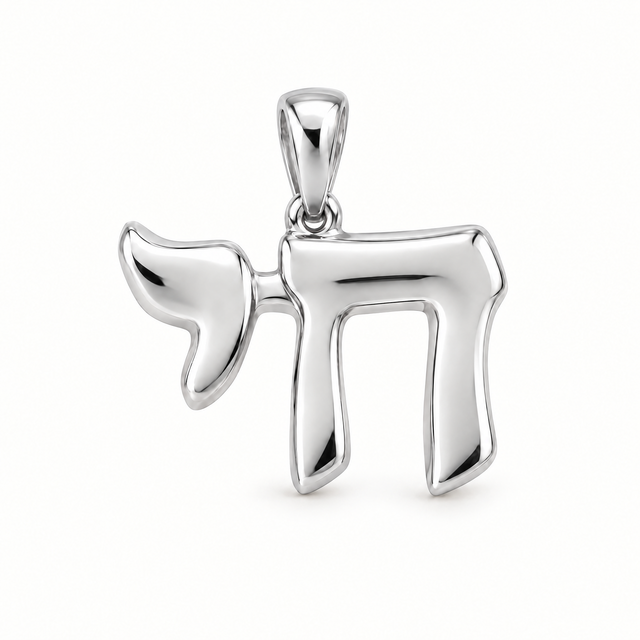 Chai symbol sterling-silver pendant — AI-generated design rendering