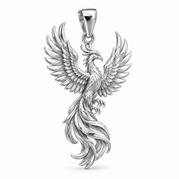 Phoenix sterling-silver pendant — AI-generated design rendering