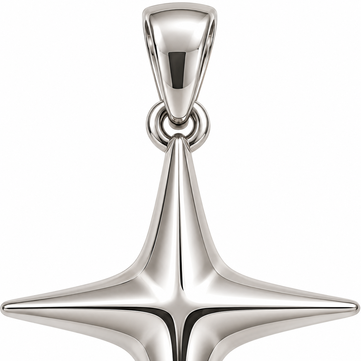 Mini Star Sterling Silver Pendant — star contour and bail macro detail; AI-generated design rendering
