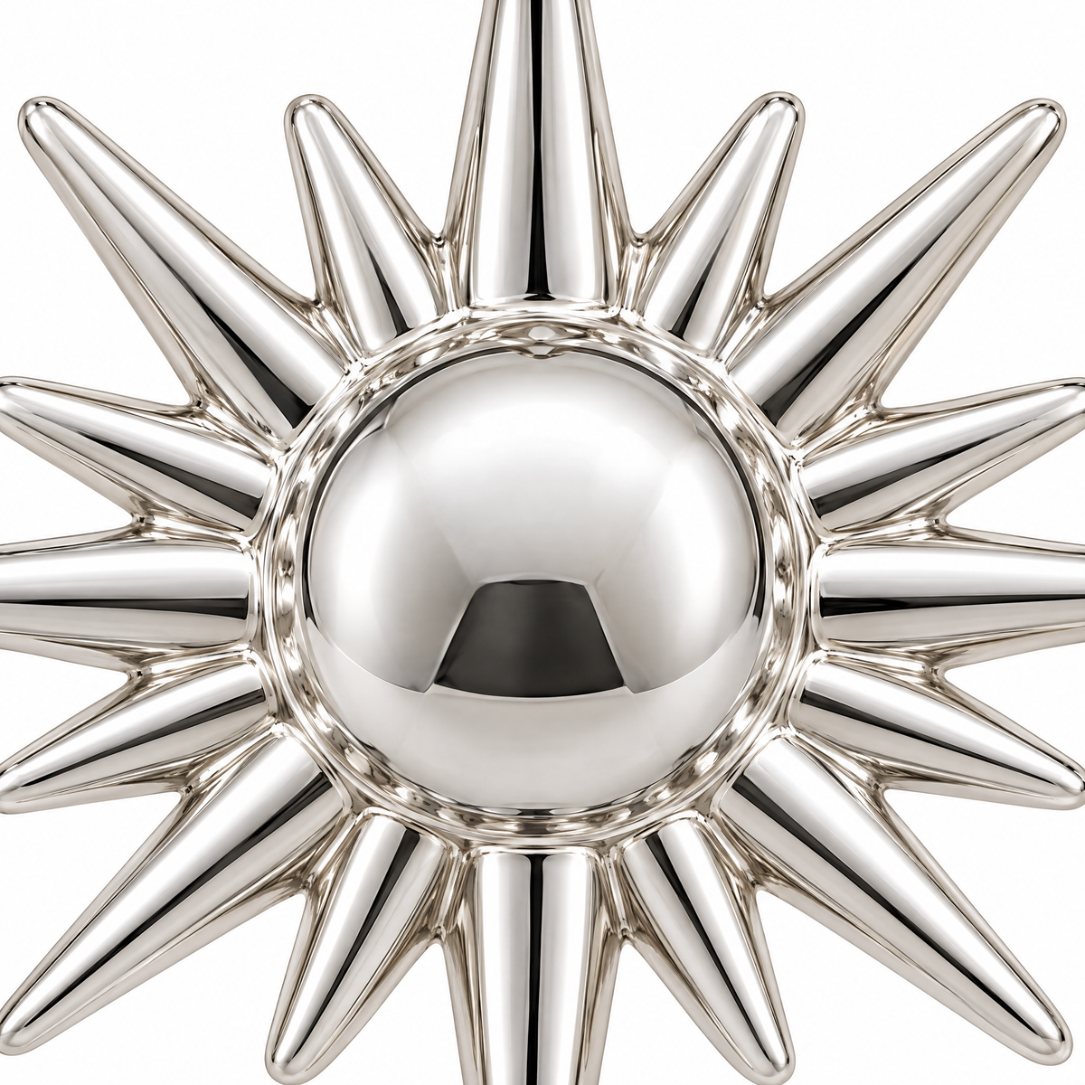 Mini Sunburst Sterling Silver Pendant — sunray macro detail; AI-generated design rendering