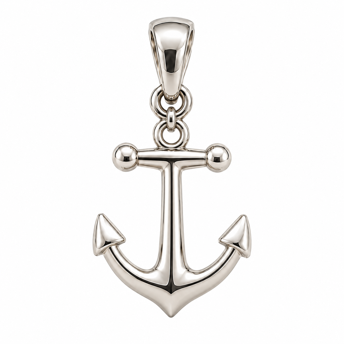 Anchor silver pendant — full studio view; AI-generated design rendering