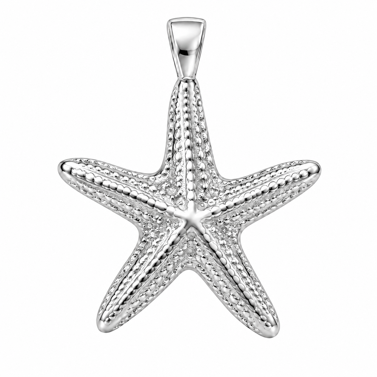 Starfish silver pendant — full studio view; AI-generated design rendering