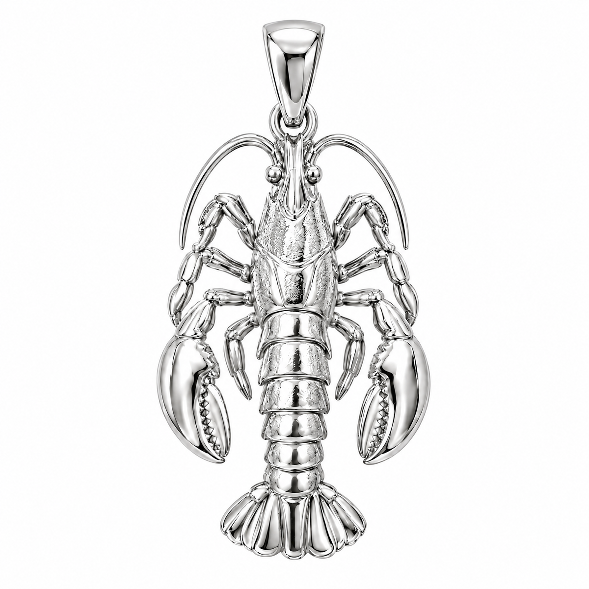 Lobster silver pendant — full studio view; AI-generated design rendering