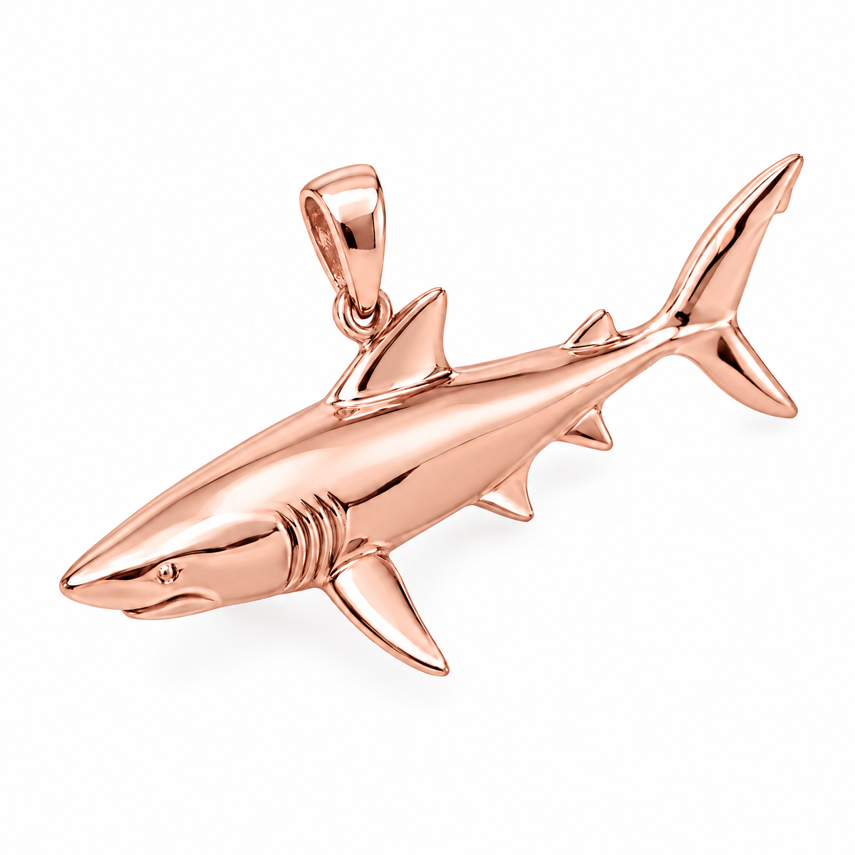Shark Mini pendant — rose gold finish; AI-generated design rendering