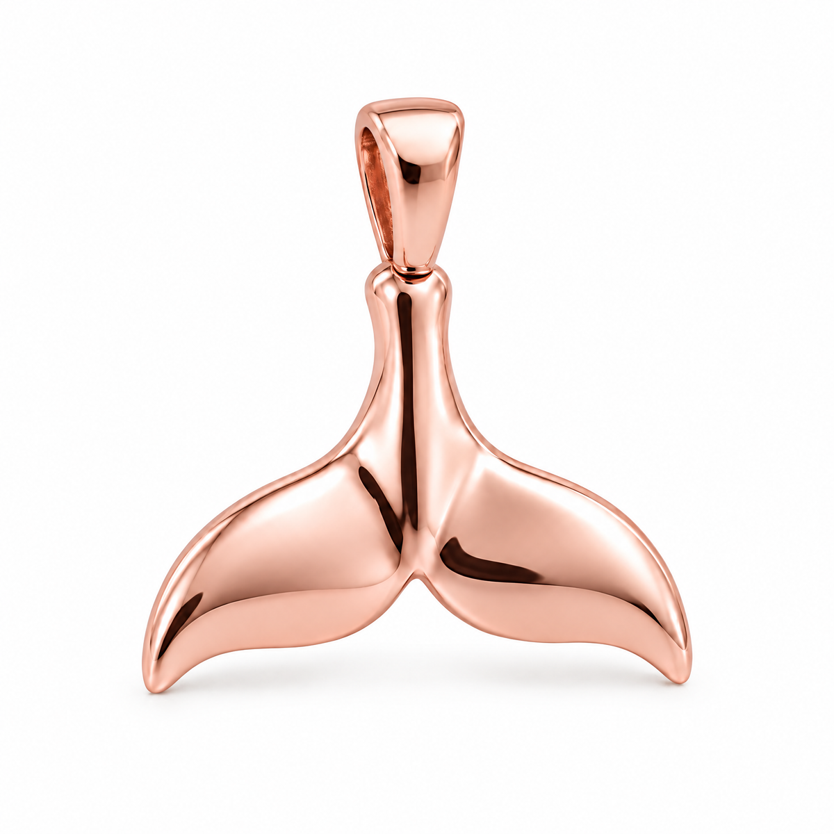 Whale tail Mini pendant — rose gold finish; AI-generated design rendering