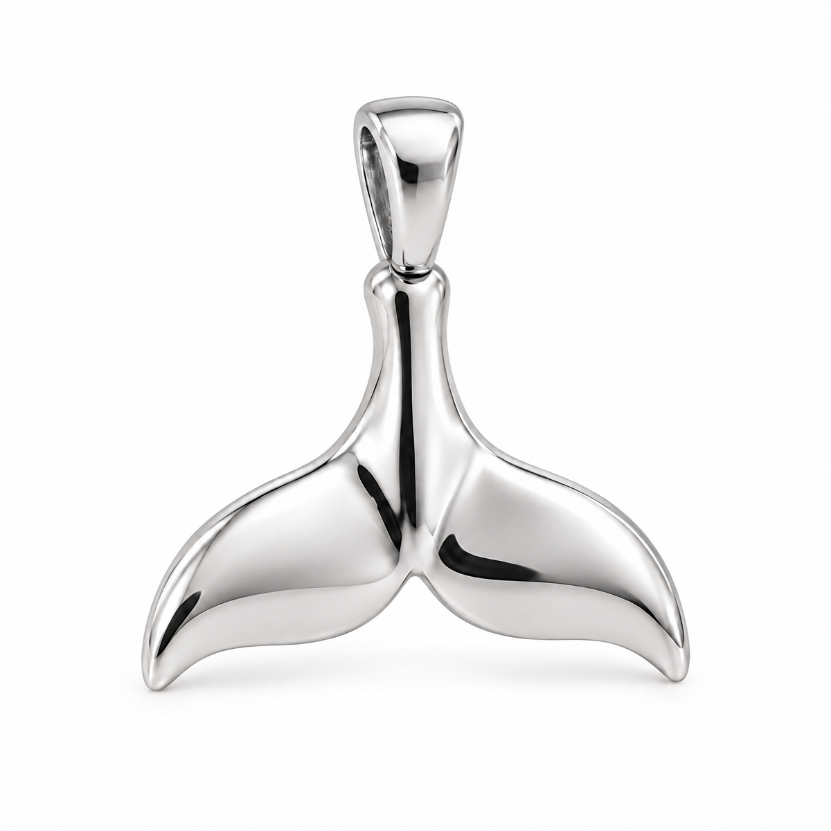 Whale tail Mini pendant — white gold finish; AI-generated design rendering