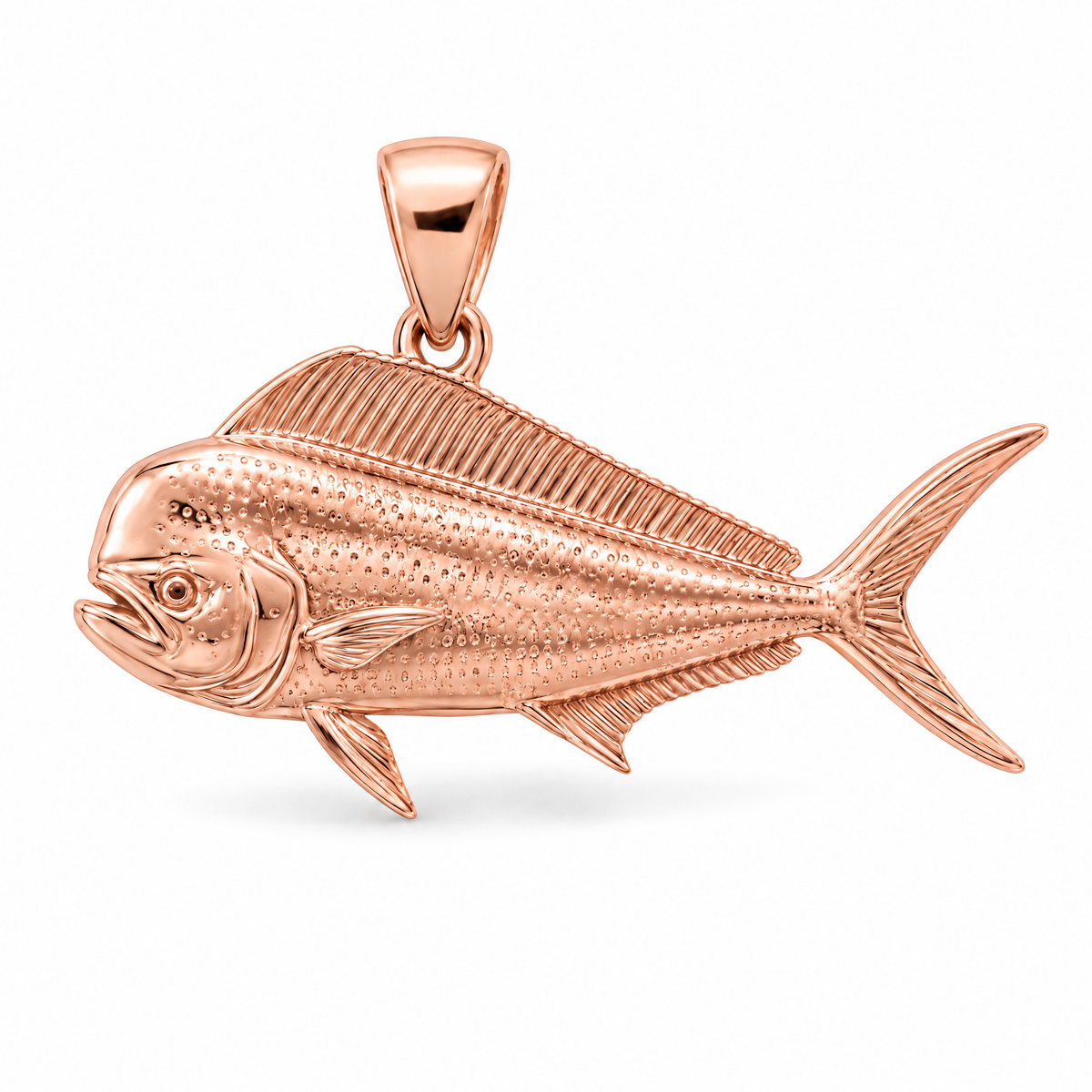 Mahi-mahi Mini pendant — rose gold finish; AI-generated design rendering