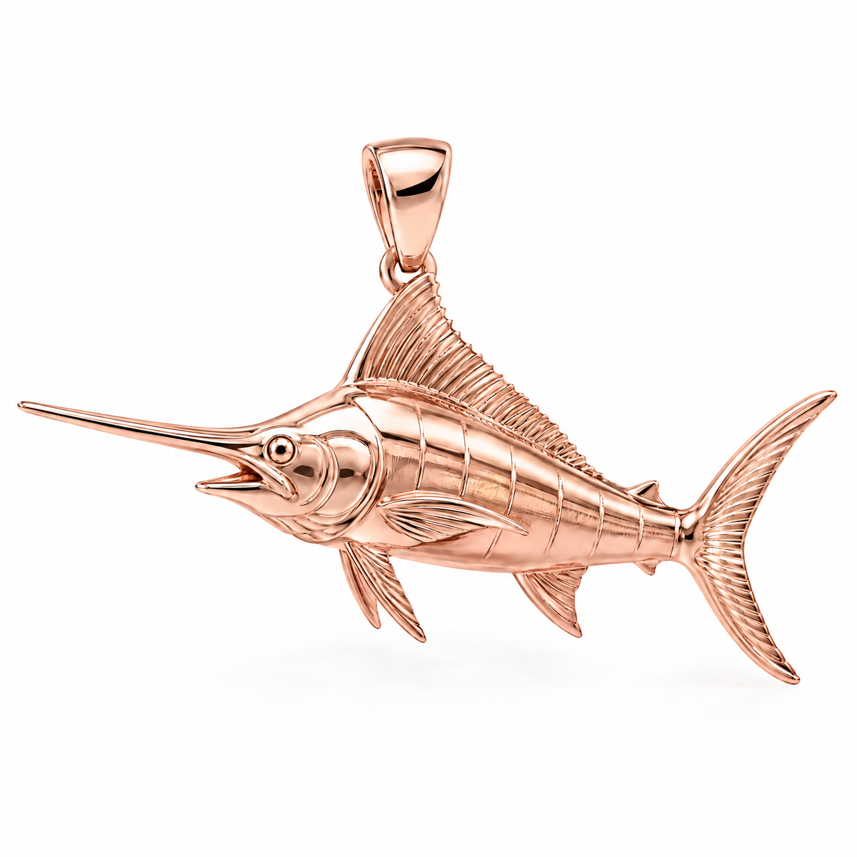 Marlin Mini pendant — rose gold finish; AI-generated design rendering