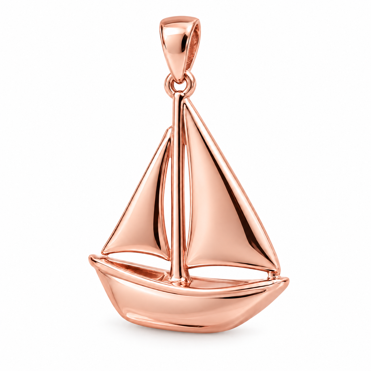 Sailboat Mini pendant — rose gold finish; AI-generated design rendering