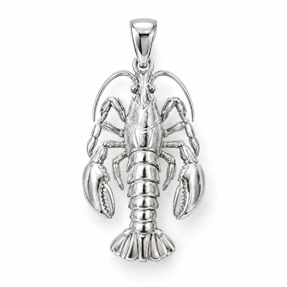 Lobster Mini pendant — white gold finish; AI-generated design rendering