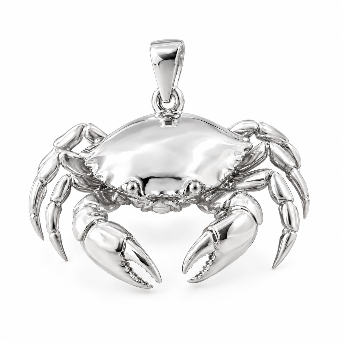 Crab Mini pendant — white gold finish; AI-generated design rendering