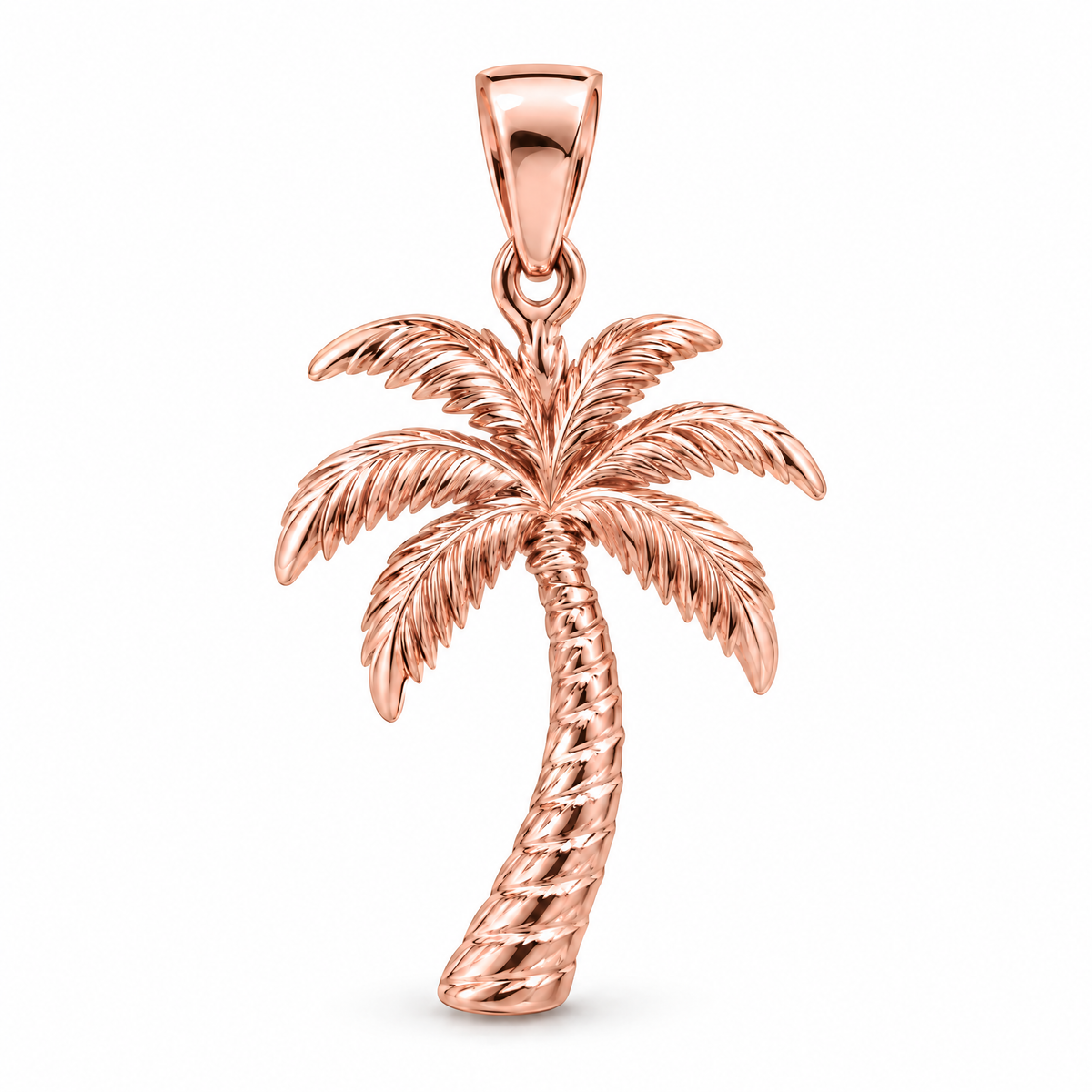 Palm tree Mini pendant — rose gold finish; AI-generated design rendering
