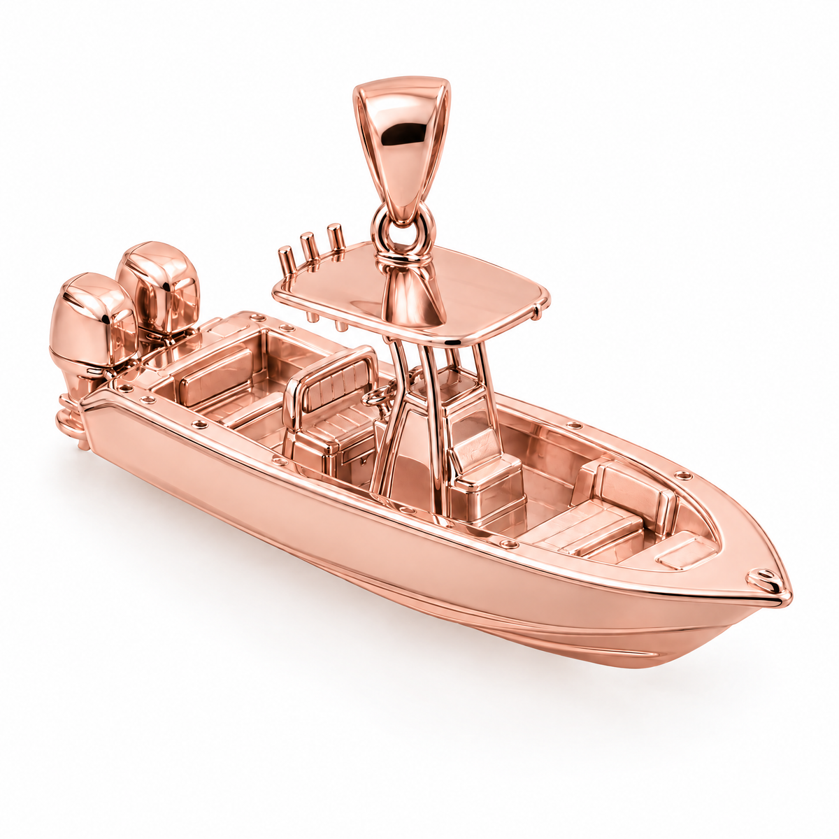 Center-console boat Mini pendant — rose gold finish; AI-generated design rendering
