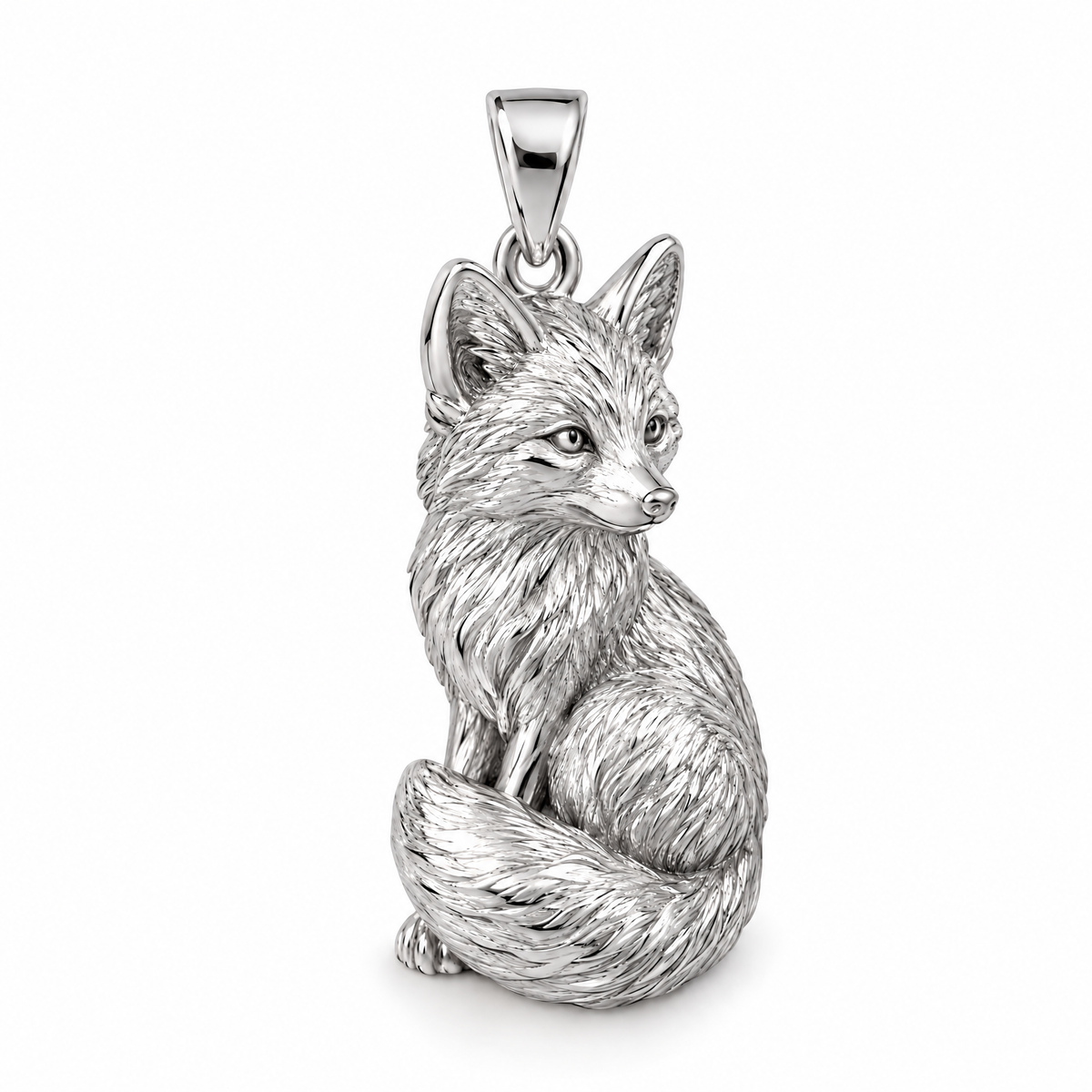 Fox Mini pendant — white gold finish; AI-generated design rendering