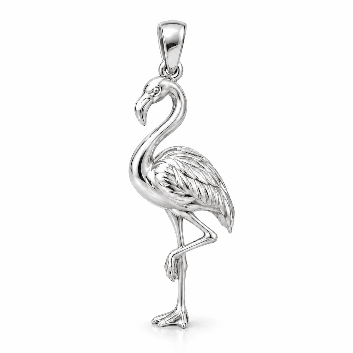 Flamingo silver counterpart — full white-metal design reference; AI-generated rendering