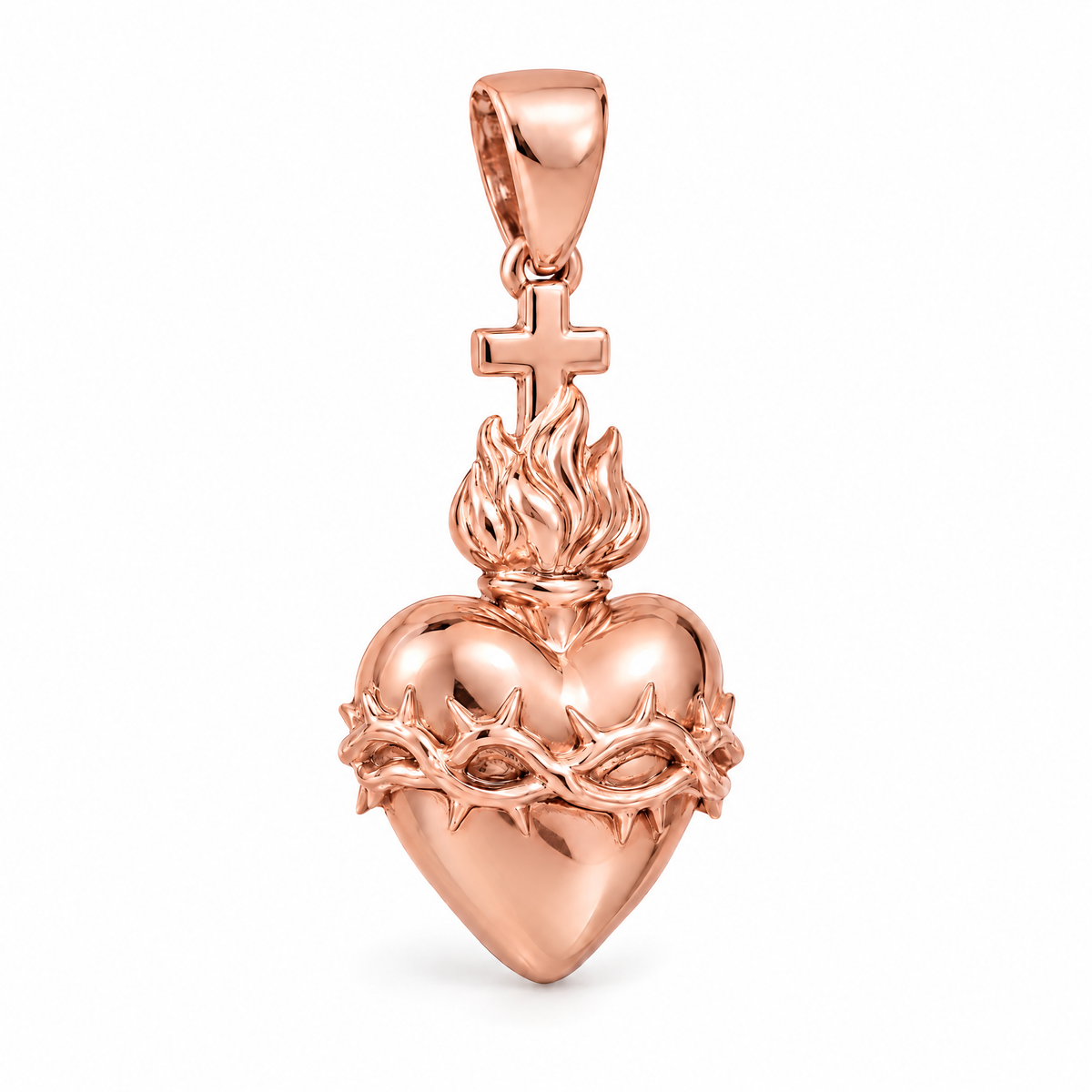 Sacred Heart Mini pendant — rose gold finish; AI-generated design rendering