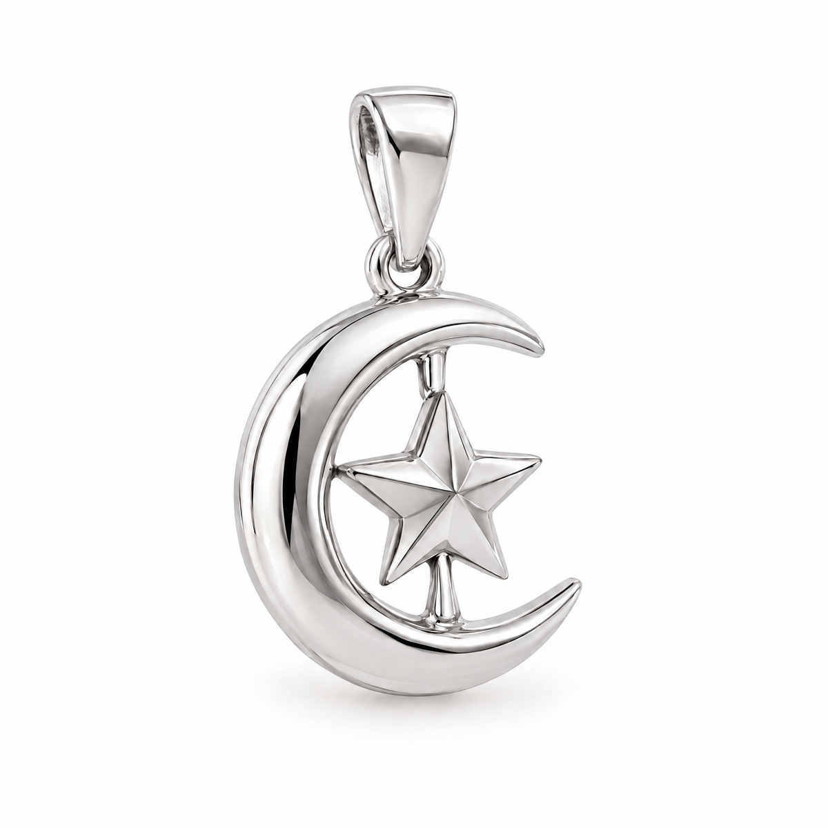 Crescent and star silver counterpart — full white-metal design reference; AI-generated rendering