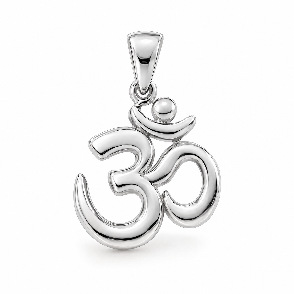 Om symbol silver counterpart — full white-metal design reference; AI-generated rendering