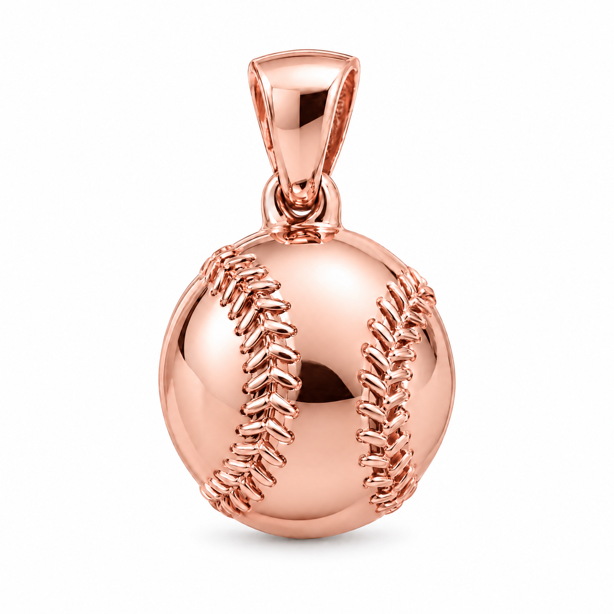 Baseball Mini pendant — rose gold finish; AI-generated design rendering