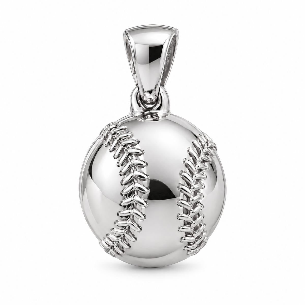 Baseball Mini pendant — white gold finish; AI-generated design rendering