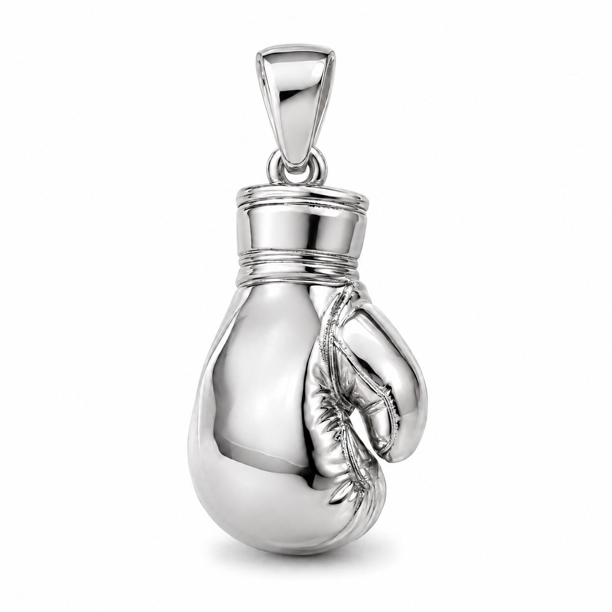 Boxing glove Mini pendant — white gold finish; AI-generated design rendering