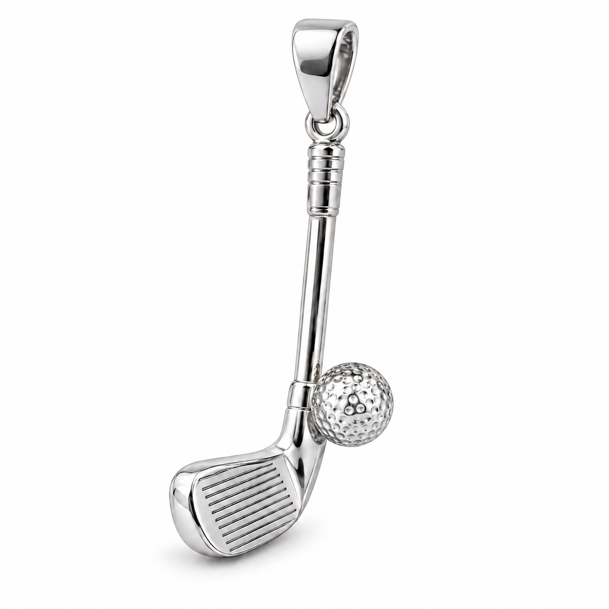 Golf club and ball silver counterpart — full white-metal design reference; AI-generated rendering
