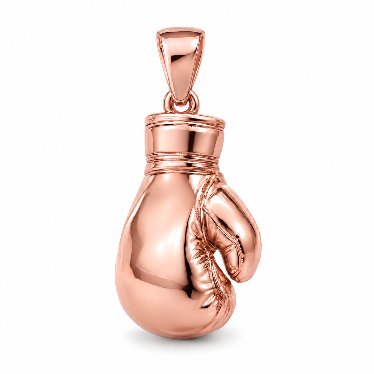 Boxing glove Mini pendant — rose gold finish; AI-generated design rendering