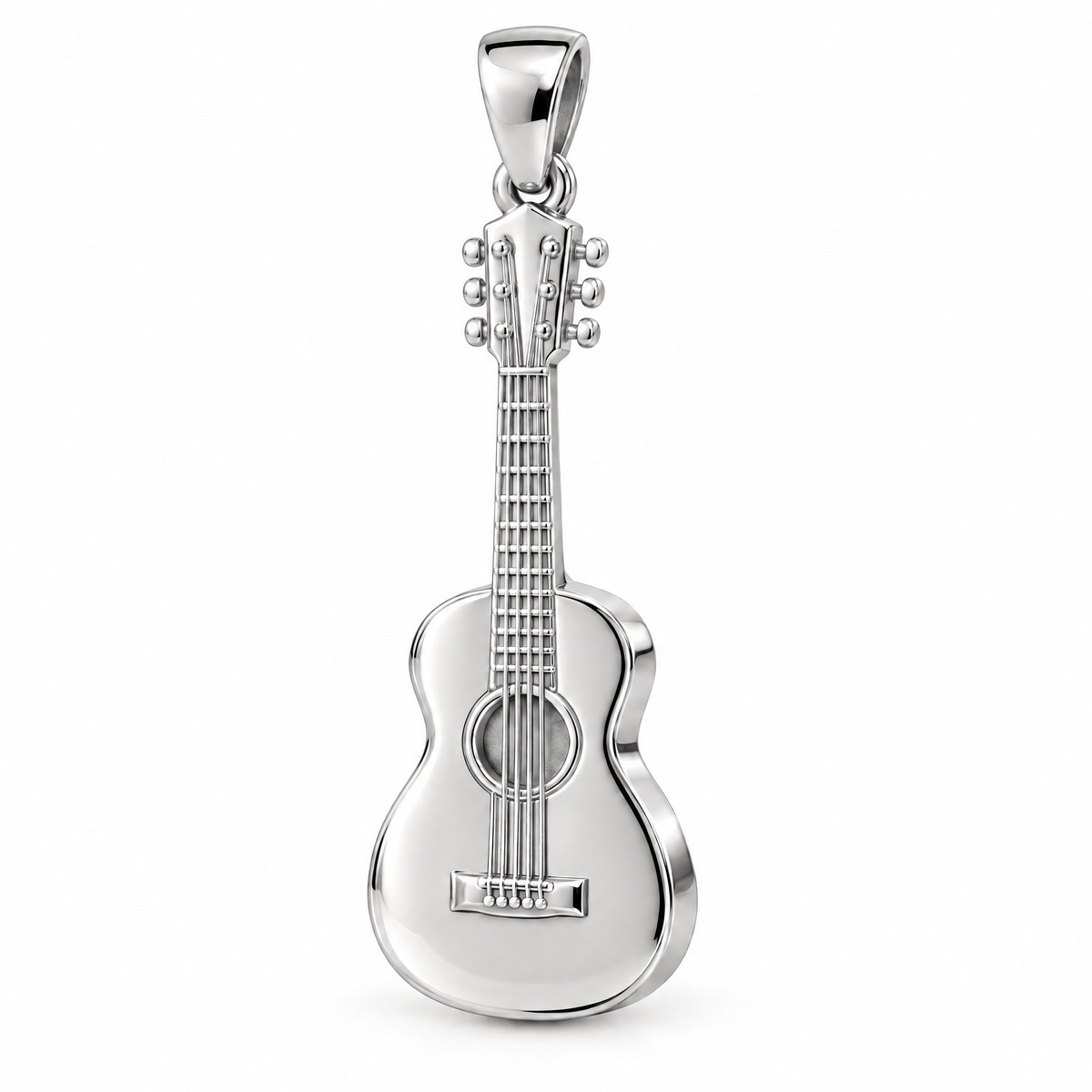 Acoustic guitar silver counterpart — full white-metal design reference; AI-generated rendering