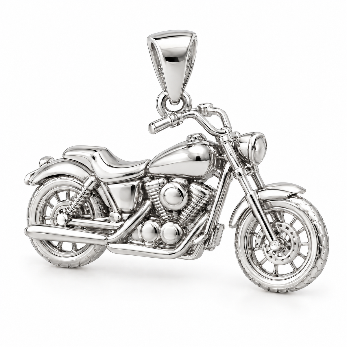 Motorcycle silver counterpart — full white-metal design reference; AI-generated rendering