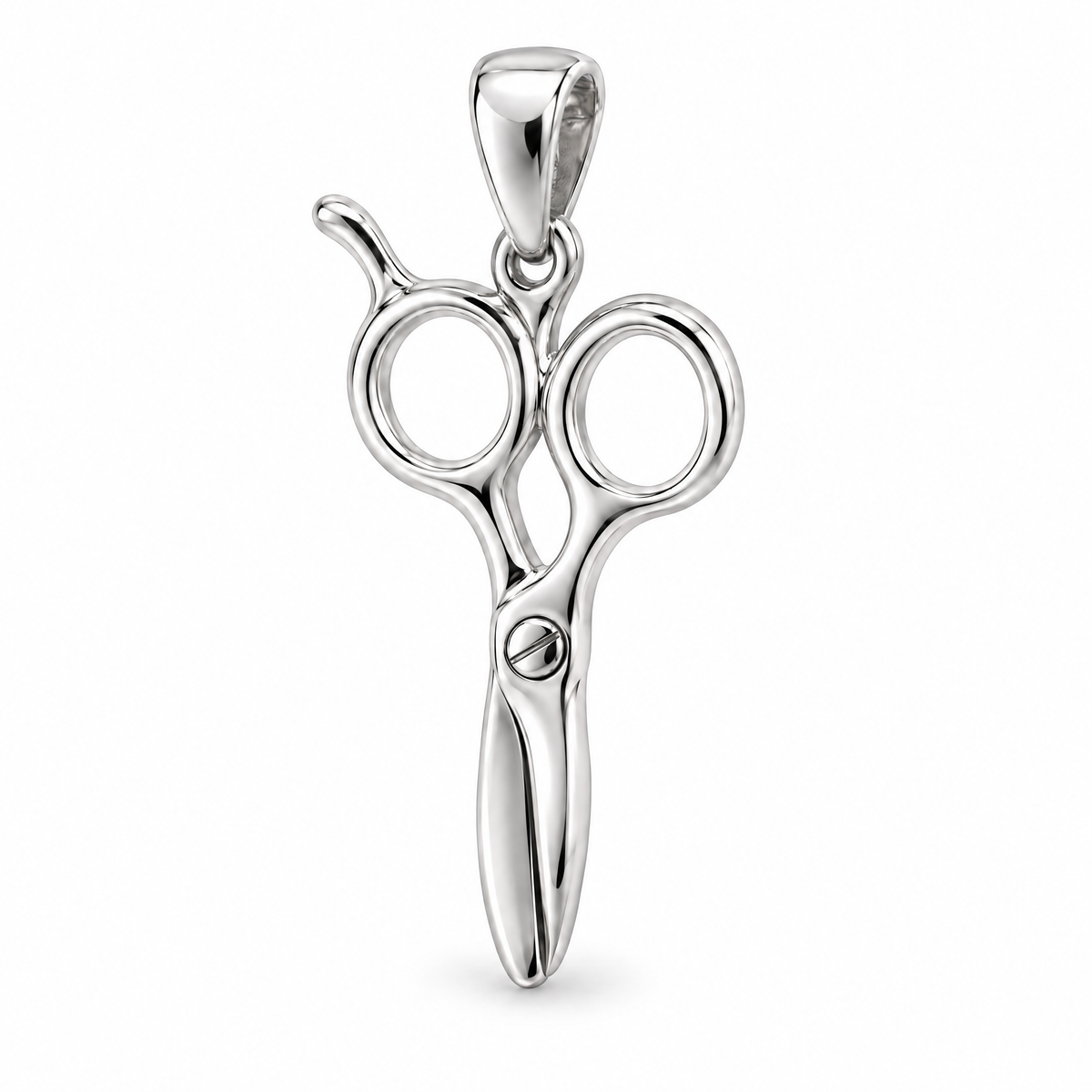 Hairdresser scissors silver counterpart — full white-metal design reference; AI-generated rendering