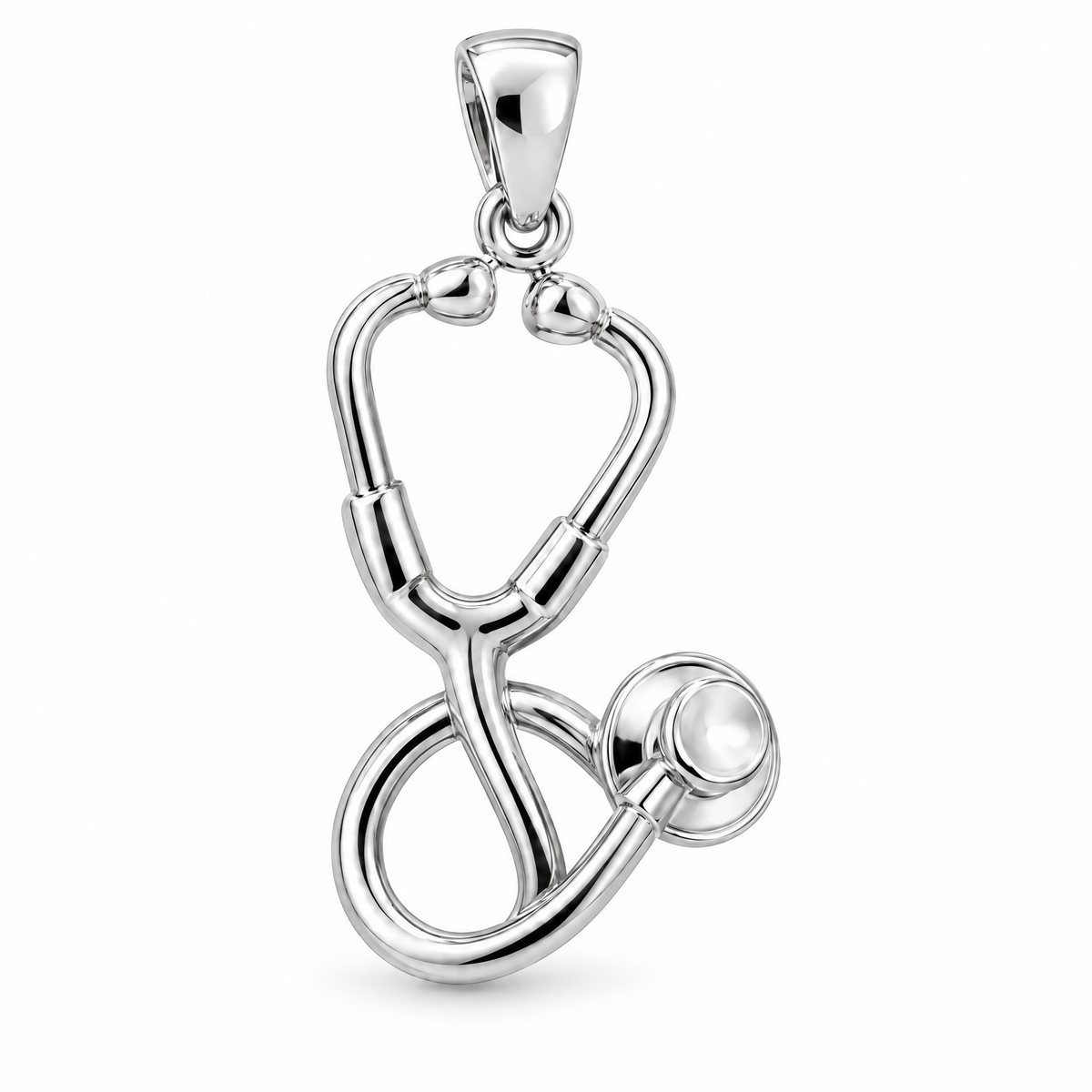 Stethoscope Mini pendant — white gold finish; AI-generated design rendering