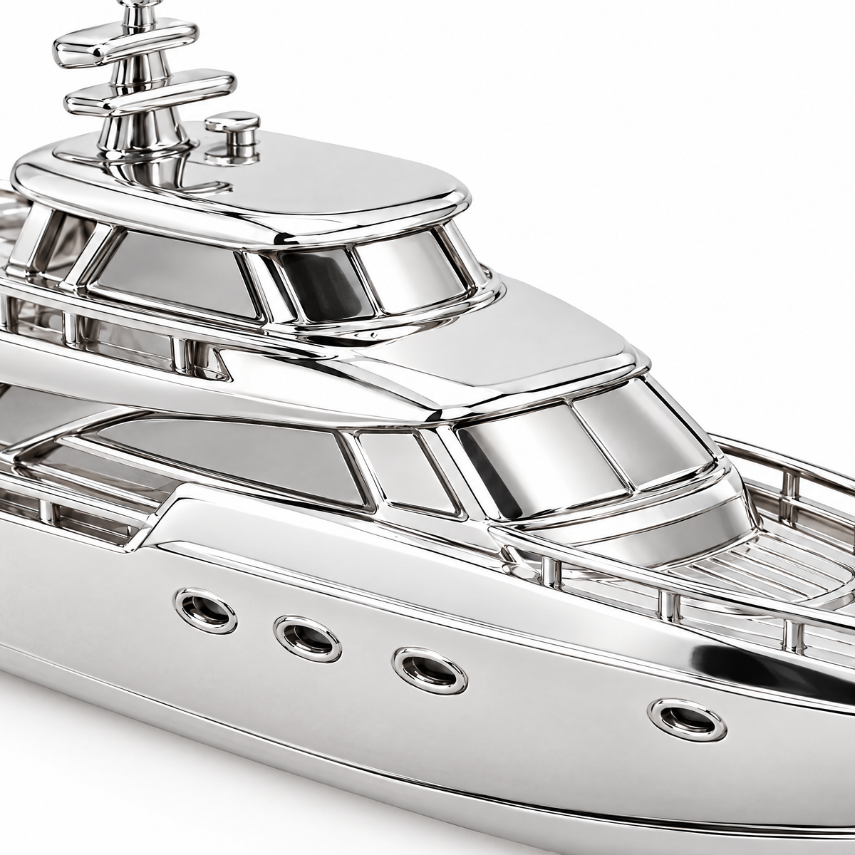 Yacht Silver Mini — close-up detail; AI-generated design visualization