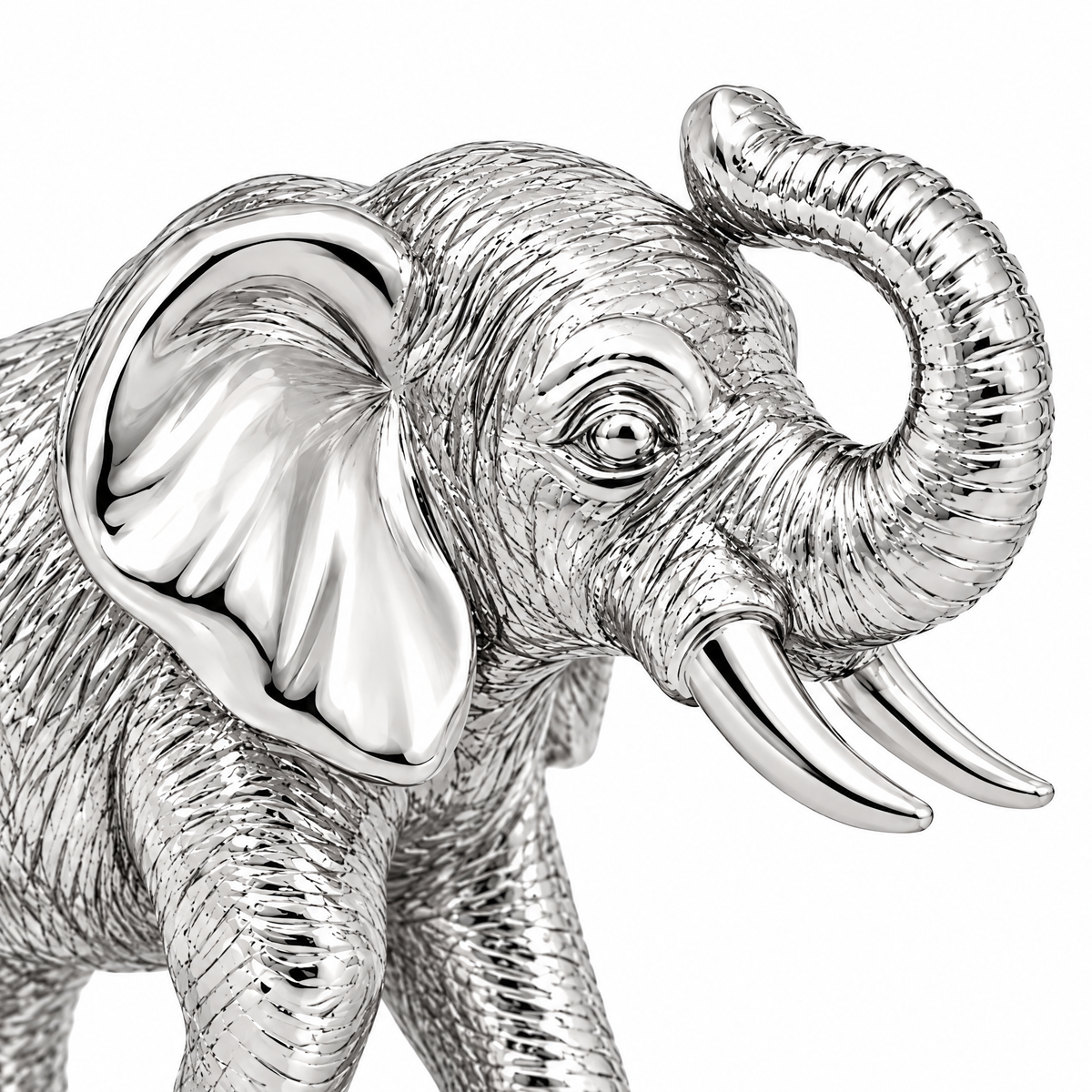 Elephant Silver Mini — close-up detail; AI-generated design visualization