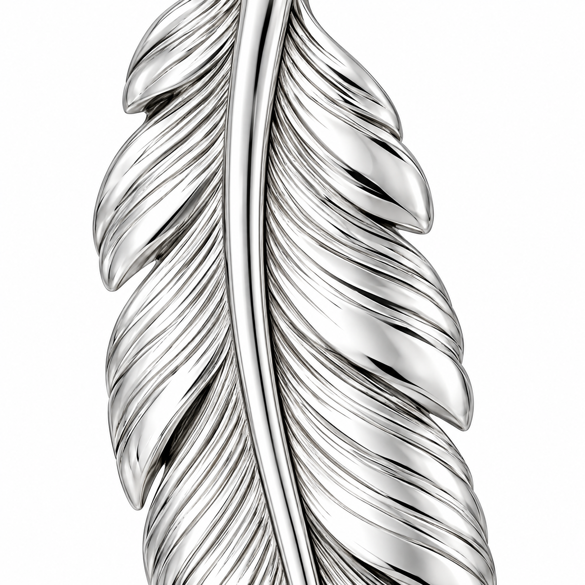 Feather Silver Mini — close-up detail; AI-generated design visualization